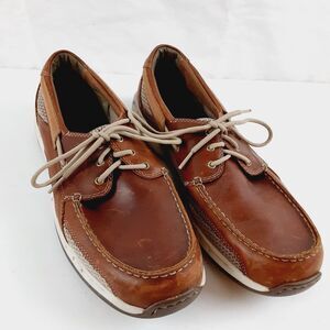 Dunham Rollbar Mens Tie Loafers Size 11.5D Boat Shoes Brown Leather ABZORB